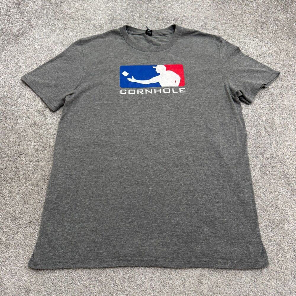 District Cornhole MLB Parody Graphic T-Shirt Mens L Heather Gray Short Sleeve